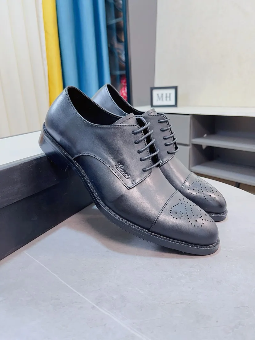Men's Men's Shoes 💰458🌹🌹【GUCCI】The most popular classic Gucci leather shoes. Synchronized with the official website, the upper is made of Italian open-sided pig➕cow leather lining, with unique brand and unique craftsmanship. Highlighting the hot style of the new year. Stop hesitating, stop wandering, get it now. Number: 38--44, 45 46 can be customized